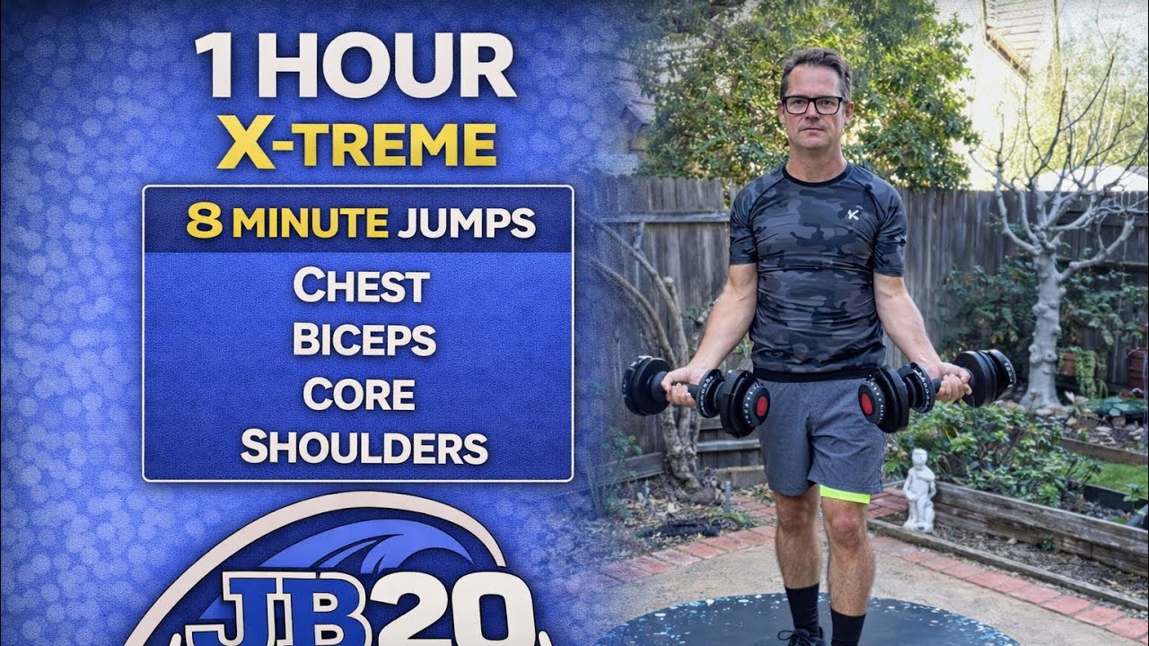 1 hour X-treme: ropeless ropes & weights- chest, biceps, core and shoulders.
