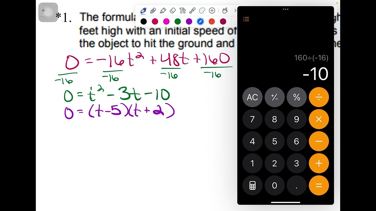 Notes 75 (Part 1) - Quadratic Word Problem