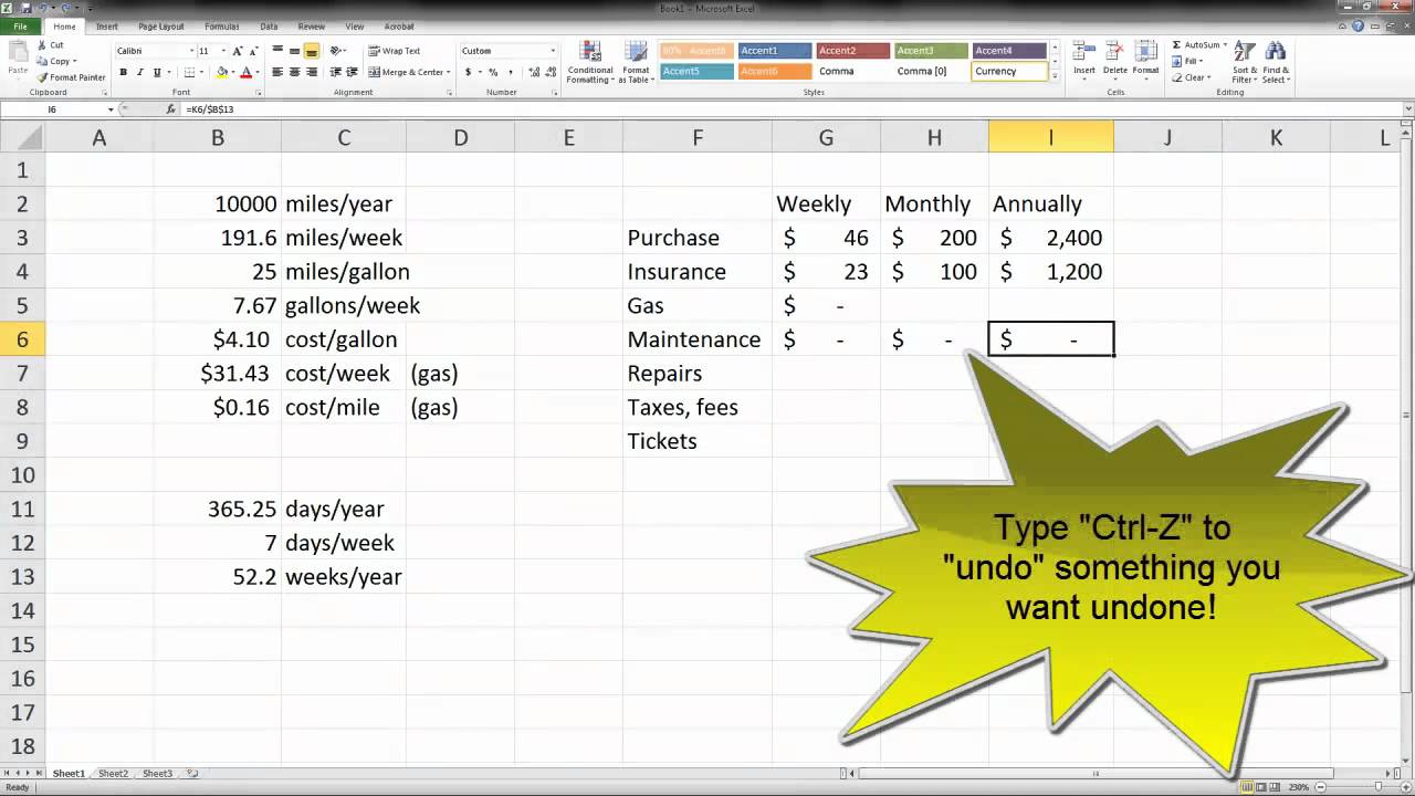 Car Total Cost of Ownership Spreadsheet