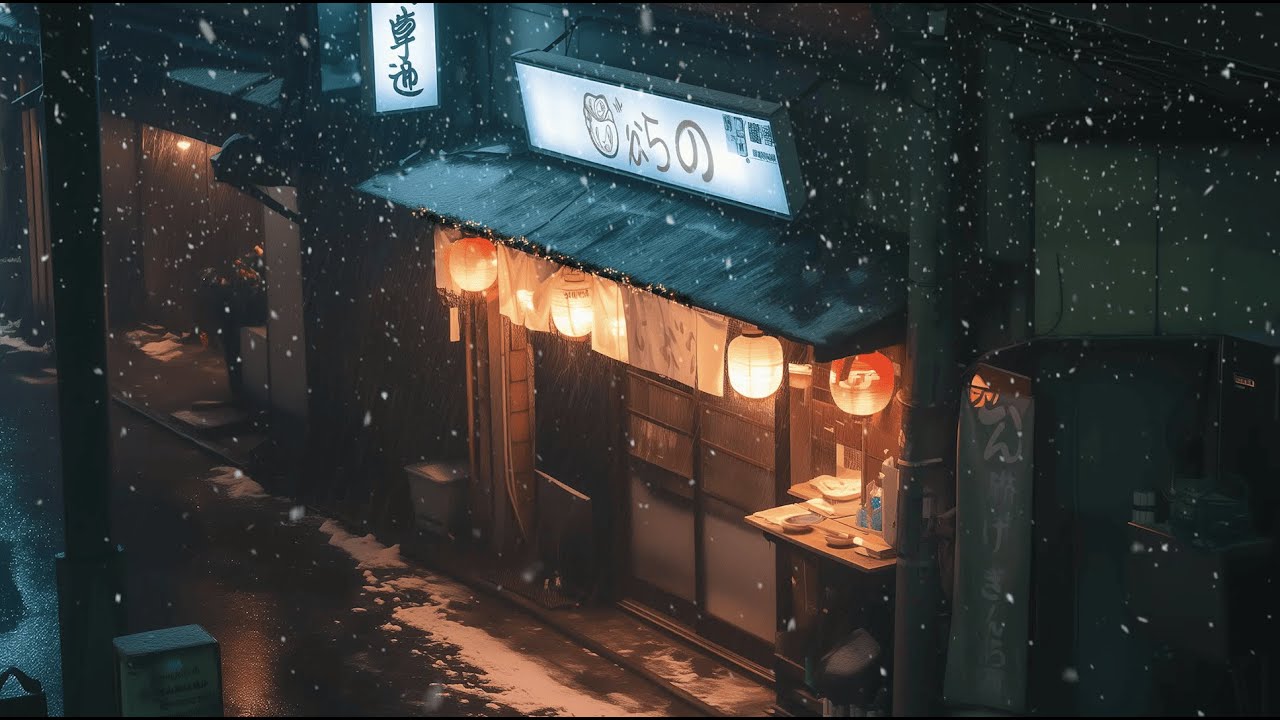 A quiet snowy night at a nostalgic corner shop ❄️ soft lofi sounds for focus and calm