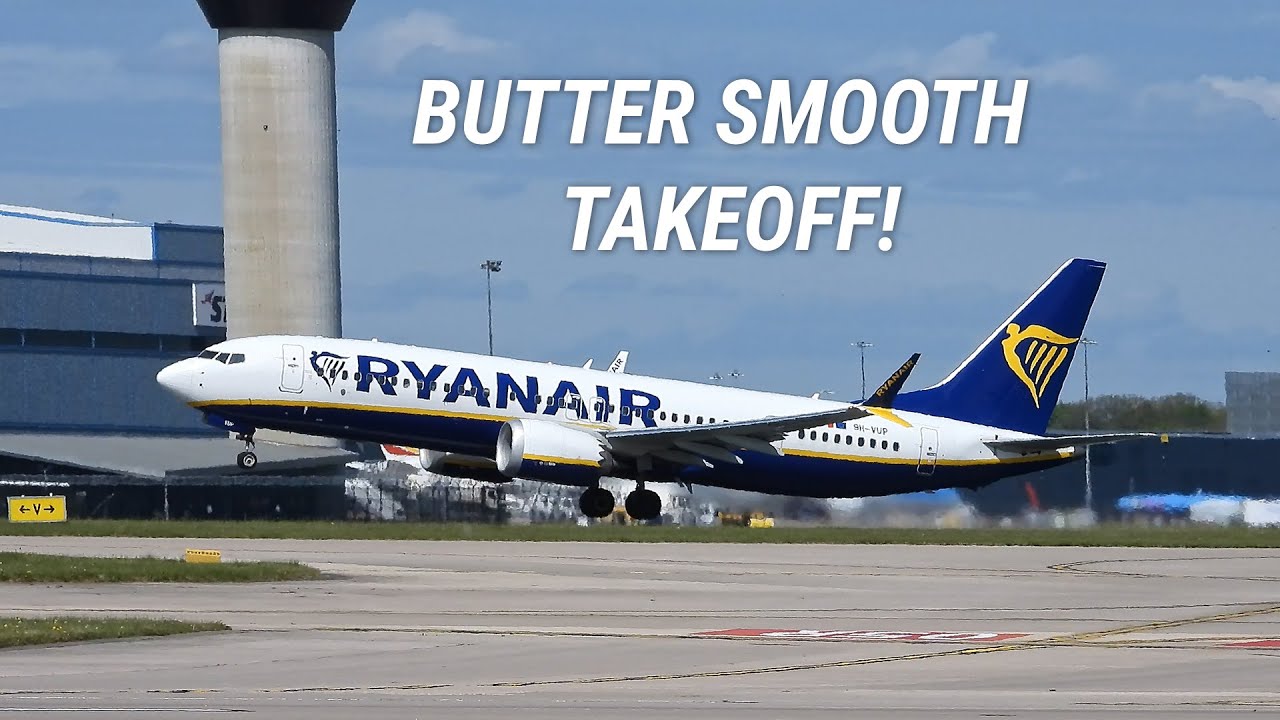Butter Smooth Takeoff | Ryanair 737 MAX 8 Departing Manchester Airport