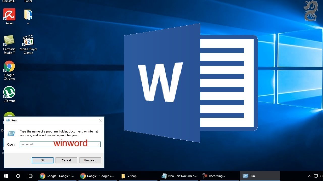 How to open Microsoft Word using run command