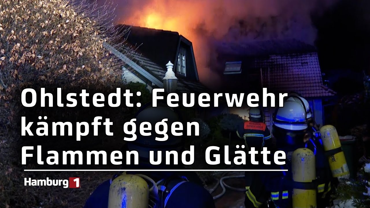 Eisige Temperaturen und Glätte erschweren Einsatz bei Villenbrand in Wohldorf-Ohlstedt