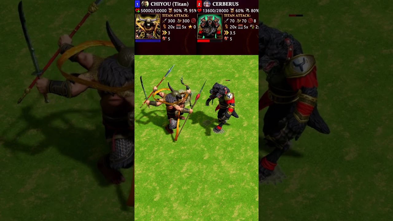 Chiyou (Titan) vs Cerberus (Age of Mythology: Retold) #Shorts