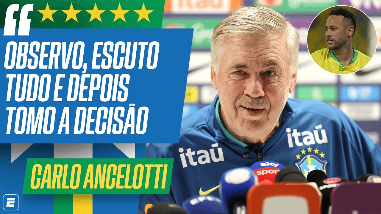 CARLO ANCELOTTI EXPLICA A AUS&Ecirc;NCIA DE NEYMAR NA SELE&Ccedil;&Atilde;O BRASILEIRA | ESPN