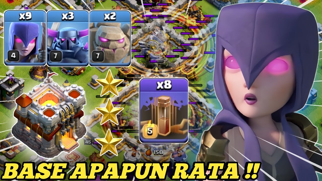 COMBO MALES MIKIR!! TINGGAL SEBAR AUTO RATA!! TH 11 GOLEM PK WITCH ||Clash Of Clans