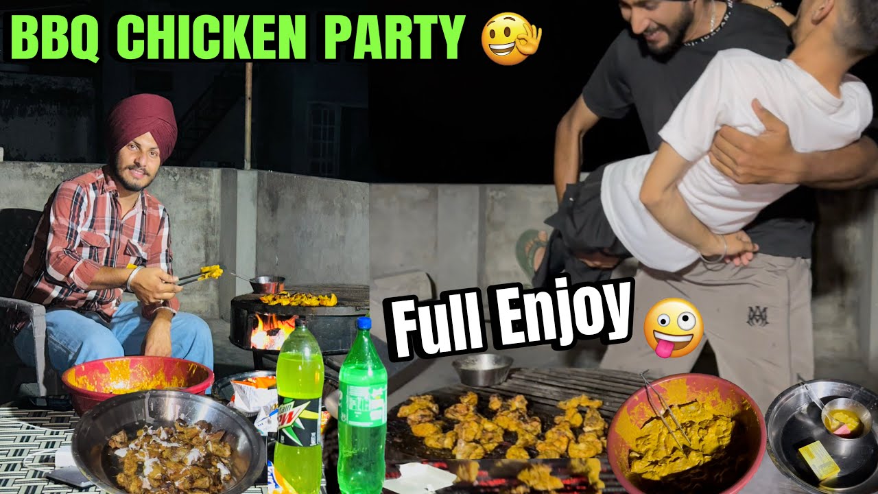 BBQ CHICKEN Party With Friends 🤩 CHICKEN 🍗 LEG , Drink 🍷 Full Enjoy 😉
