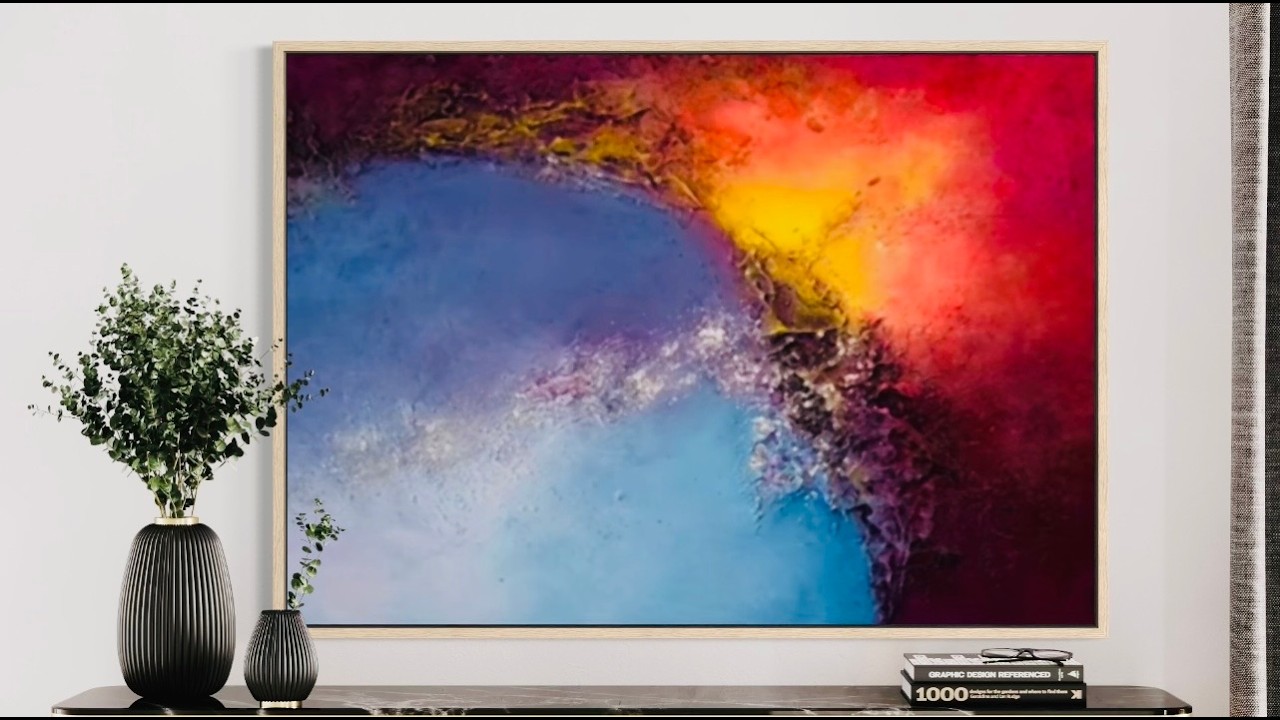 Level Up Your Art Skills💯 Textured Abstract Painting with Amazing Fluorescents blended in. #texture