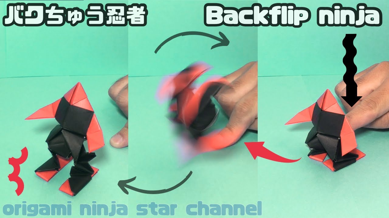 折り紙★8 バクちゅう忍者 1-1 backflip ninja origami