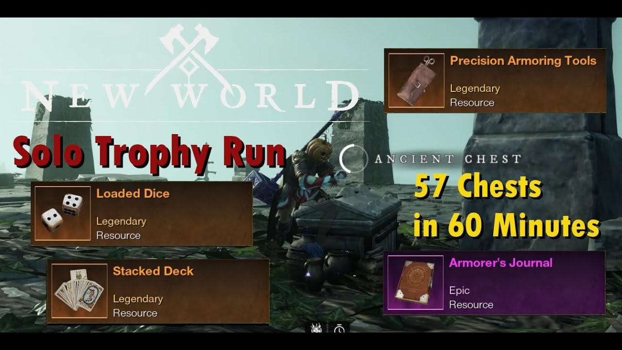 Ultimate New World Trophy Run! 57 CHESTS IN 60 MINUTES! Perfect Loop!
