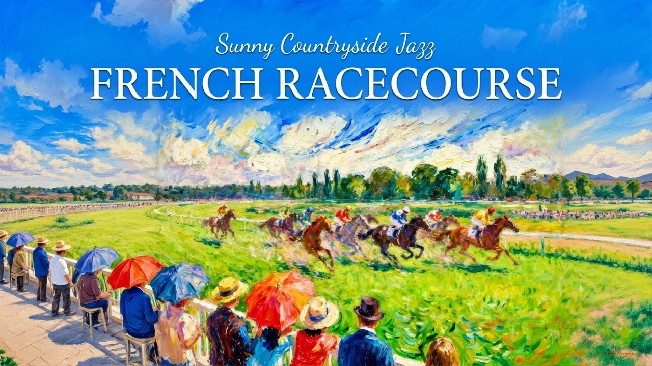 FRENCH RACECOURSE 🐎 Relaxing Instrumental Music &mdash; Sunny Countryside Jazz | Horse Racing Ambience