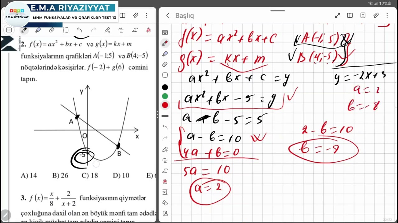 MHM FUNKSİYALAR VƏ QRAFİKLƏR TEST 13  #riyaziyyat #emariyaziyyat  #mhm