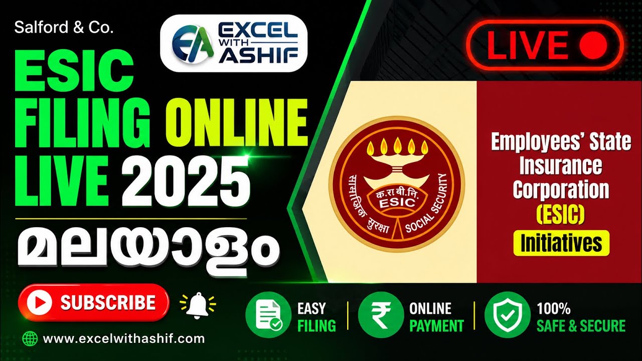 ESI Filing Online Live Class Return Filing 2025 ESI Portal Full Guide  Malayalam @ExcelWithAshif