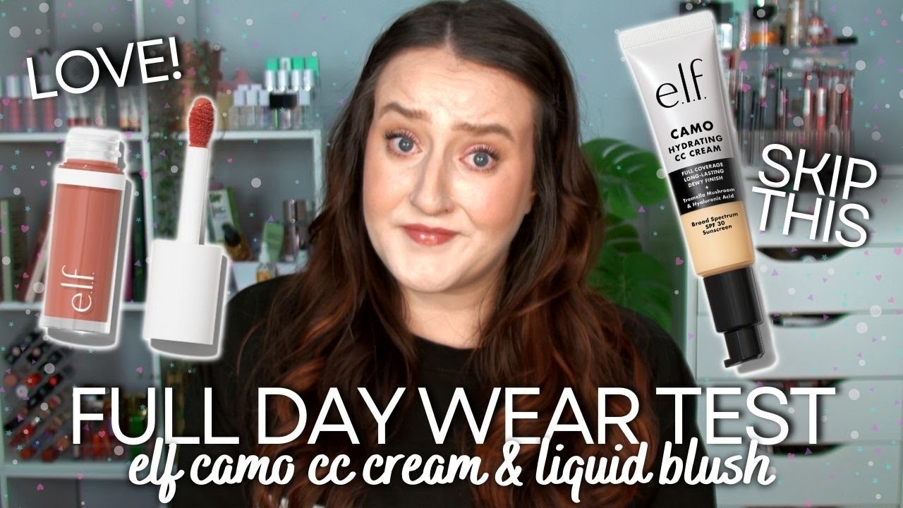 *NEW* ELF CAMO HYDRATING CC CREAM FOUNDATION & LIQUID BLUSH WEAR TEST REVIEW! Dry Skin Friendly?!