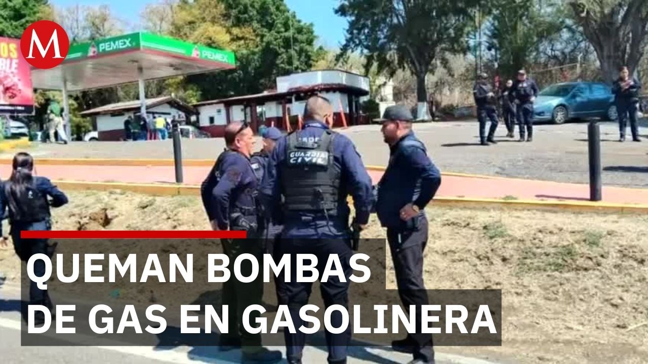 Sujetos armados incendian bombas de gas y disparan contra tienda Oxxo en Michoacán