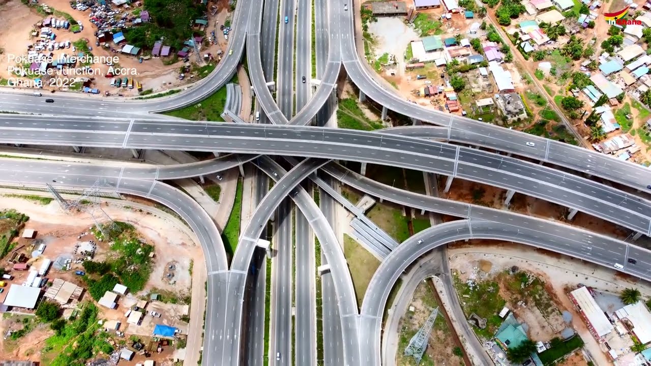 Aerial View of the Pokuase Interchange in Ghana - 4K Drone Footage