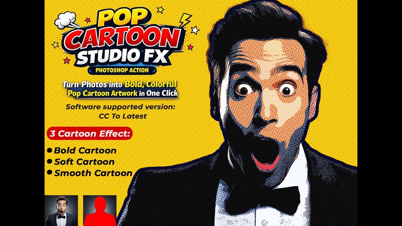 Pop Cartoon Studio FX Photoshop Action#popcartoon,#photoshopaction,#poparteffect,#