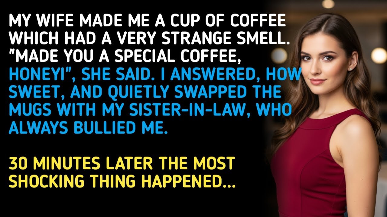 MY WIFE MADE ME A CUP OF COFFEE WHICH HAD A VERY STRANGE SMELL. 
