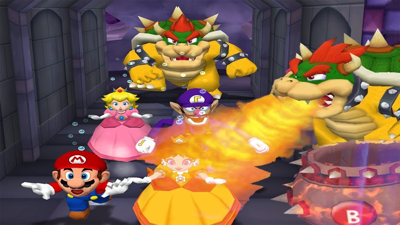 Mario Party 5 - 4 Player Minigames - Mario vs  Peach vs Waluigi vs Daisy (Master CPU)