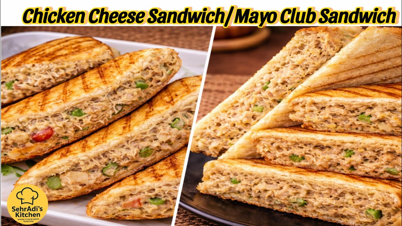 Chicken Cheese Sandwich Recipe vs Mayo Club Sandwich | Easy Chicken Sandwich by SehrAdi's Kitchen