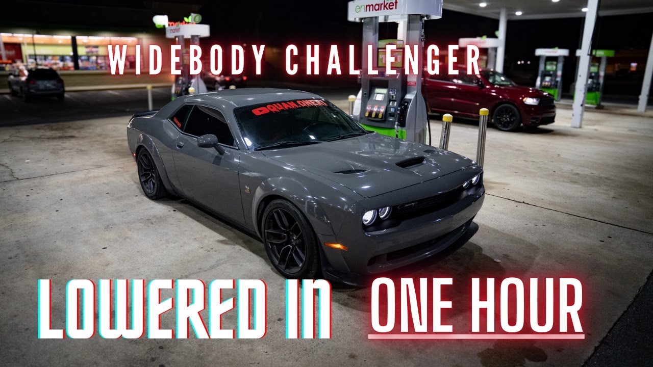 Lowering A Widebody Challenger Scat Pack in less than ONE HOUR! #mopar #srt #lowered