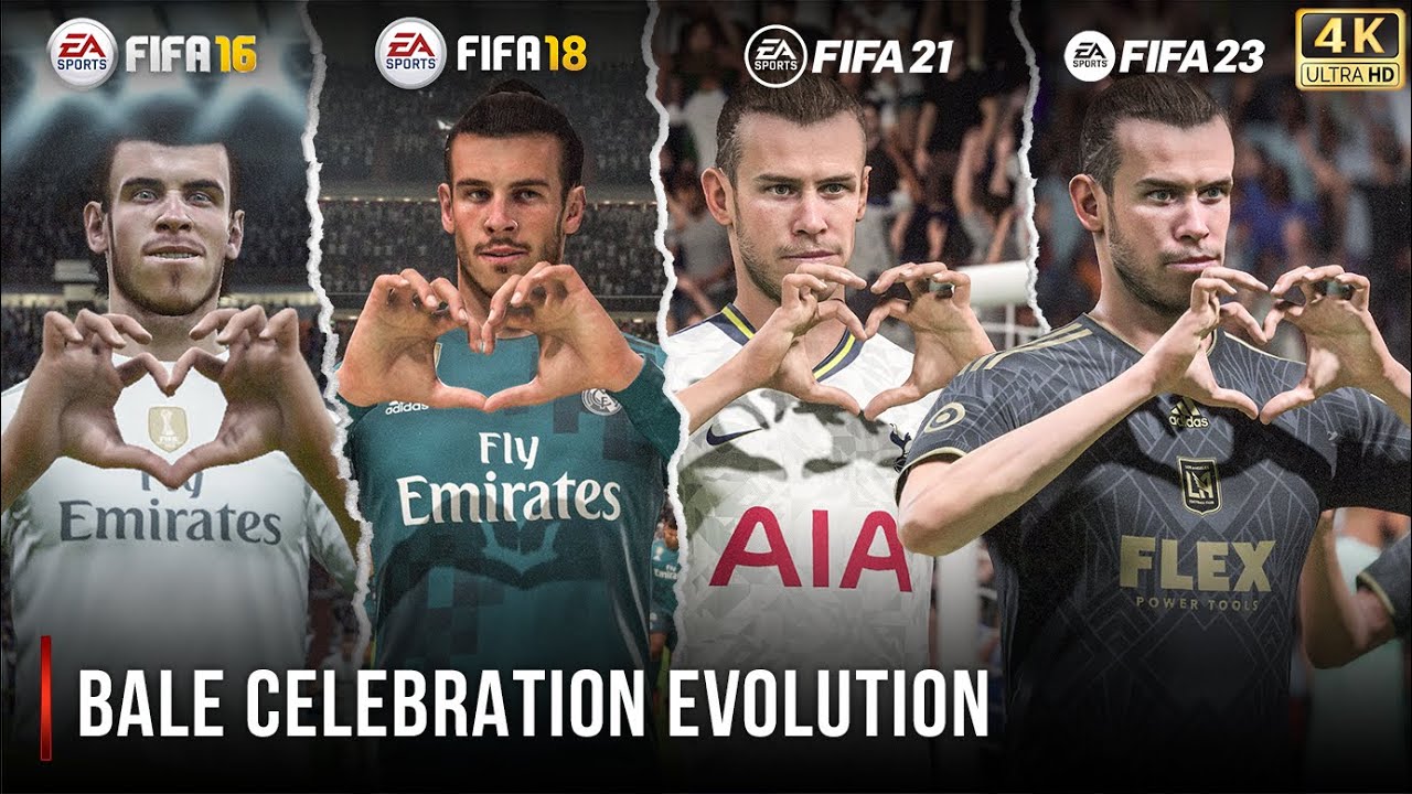 Эволюция празднования Гарета Бэйла в FIFA | 16–23 | 4K 60FPS