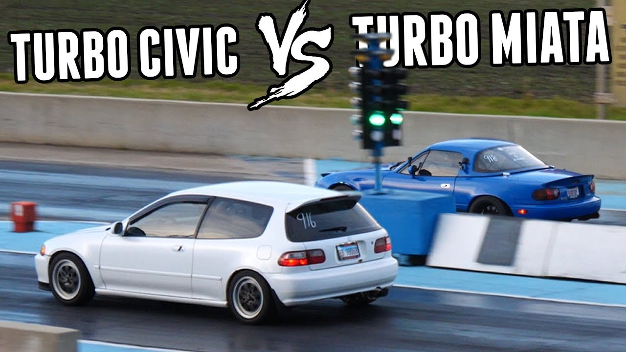 TURBO CIVIC vs TURBO MIATA (Closest Race of my LIFE...)