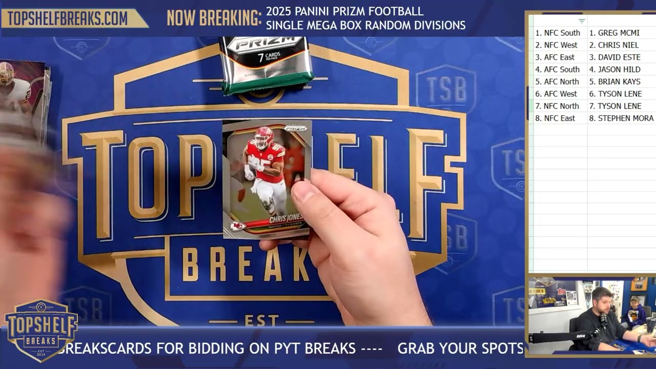 FROM EBW: 2025 Panini Prizm Football Single Mega Box Random Divisions | Top Shelf Breaks | 2/20/26