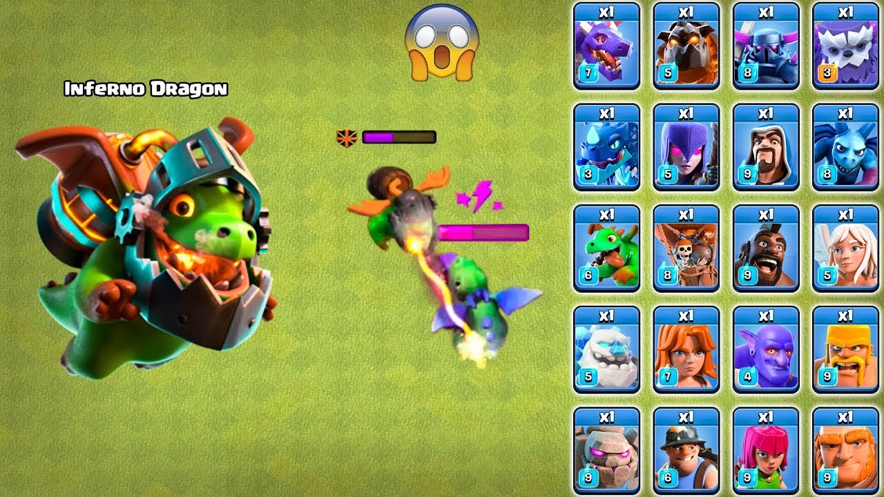 Inferno Dragon vs All Troops Clash of Clans | Inferno Dragon Attack COC