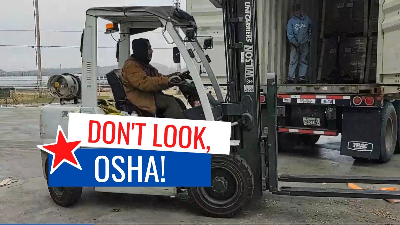 Unloading a Trailer Without a Loading Dock at a Tarp Manufacturer