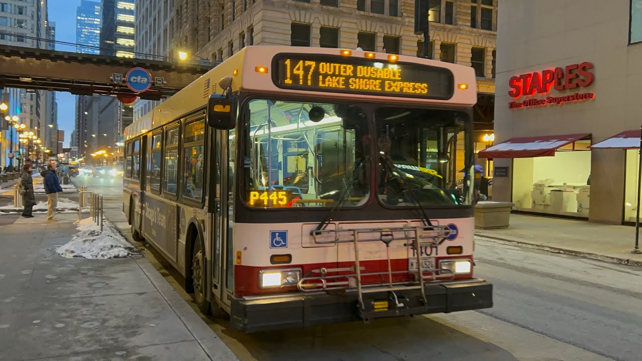 CTA Bus Ride 147 Outer Drive Express From Washington/Wabash To Berwyn CTA New Flyer D40LF 2007 #1401