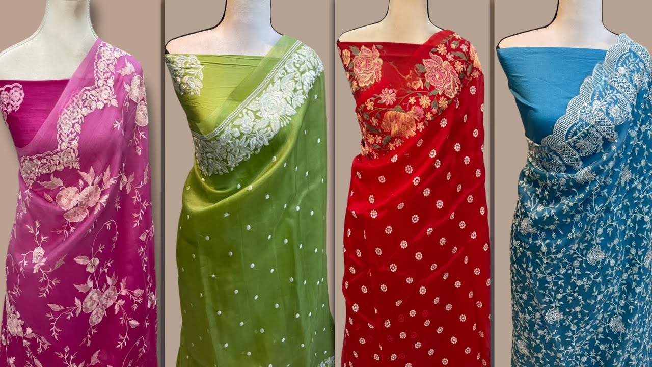 💕 200+ Pure Organza chikankari handloom Sarees Latest 2026 🌺 Pure Khaddi Banarasi Sarees#sarees