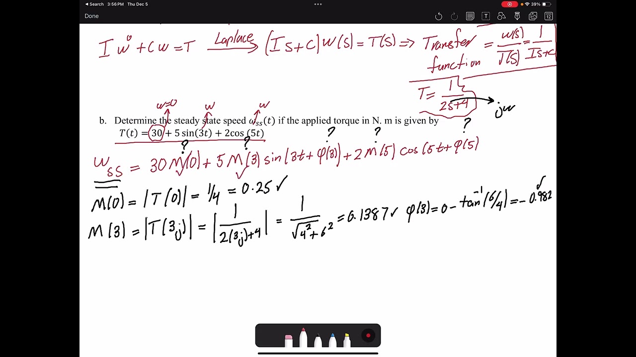 Example 2: Determining the Steady State response with (a) transfer functin and (b) with Bode Plots