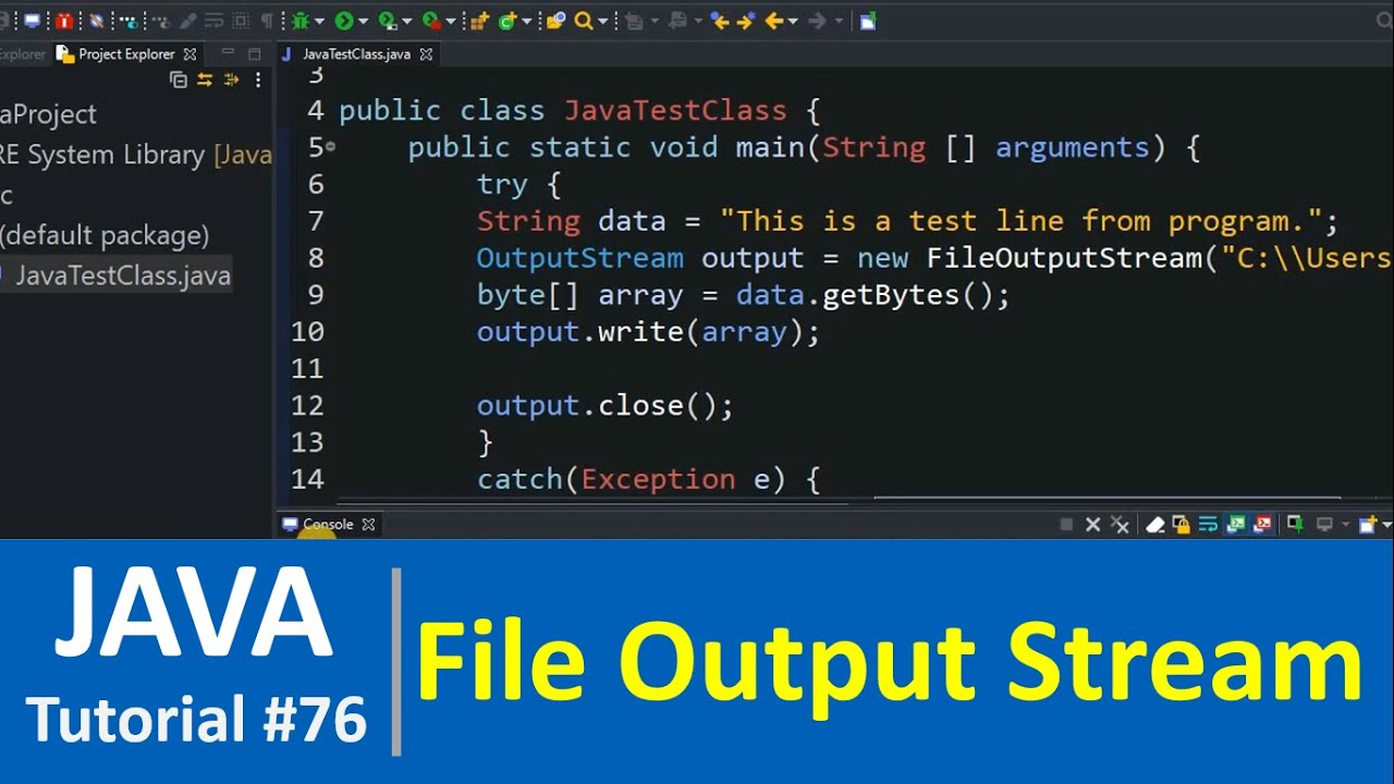 Java Tutorial #76 - Java FileOutputStream Class Examples | Write in File