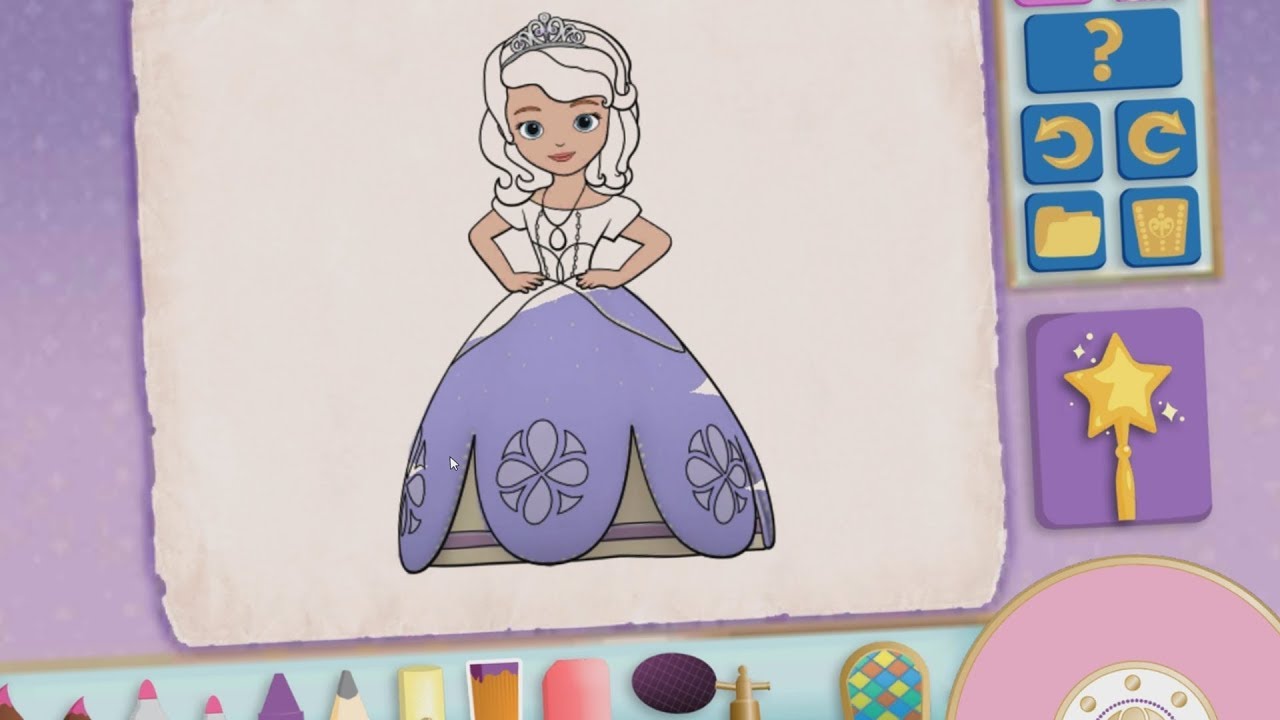 Disney Color y Jugar. Princesita Sofia Colorear dormitorio de Sofia 3D Paint - Disney Color and Play