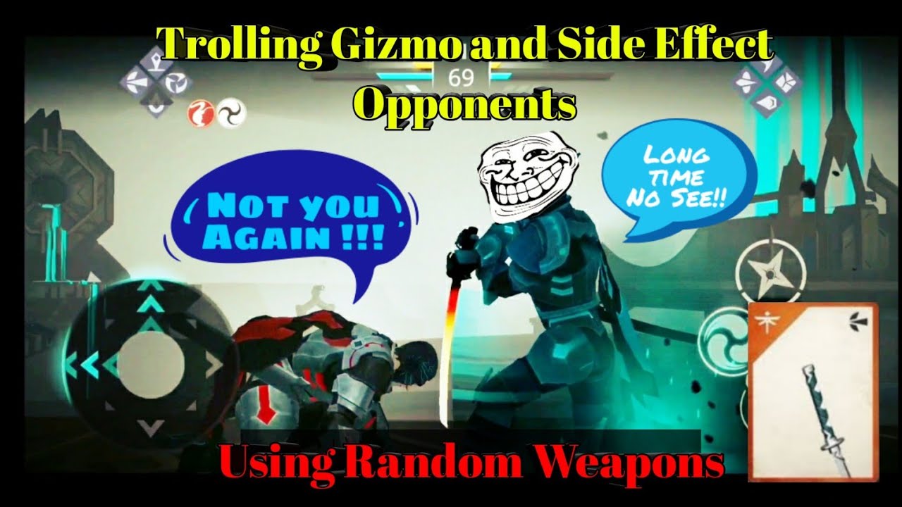 Shadow Fight 3 : Trolling Gizmo and Side Effect Opponents Using Random Weapons