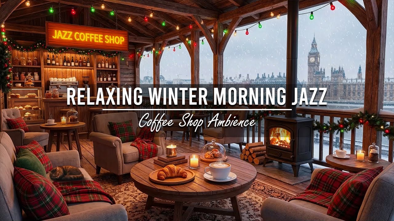 Stress Relief with Jazz Relaxing Music ❄ Cozy Winter Porch Ambience ~ Smooth Jazz Instrumental Music