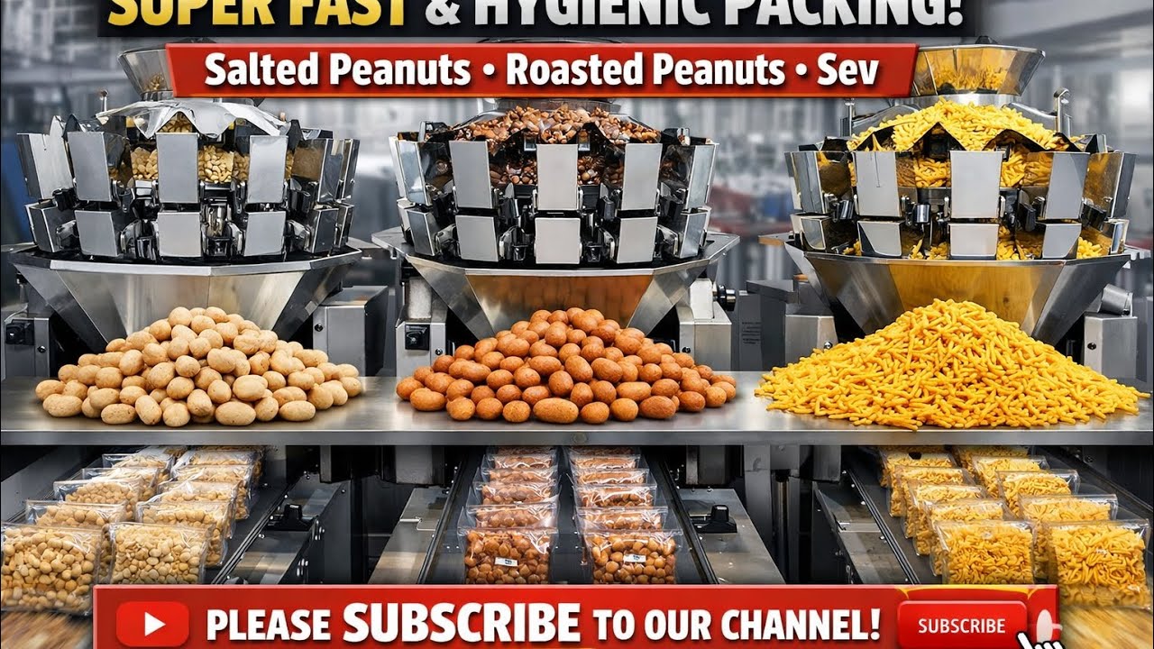 🔥 Super Fast & Hygienic Packing of Salted Peanuts, Roasted Peanuts & Sev 100s of Packets in Seconds!