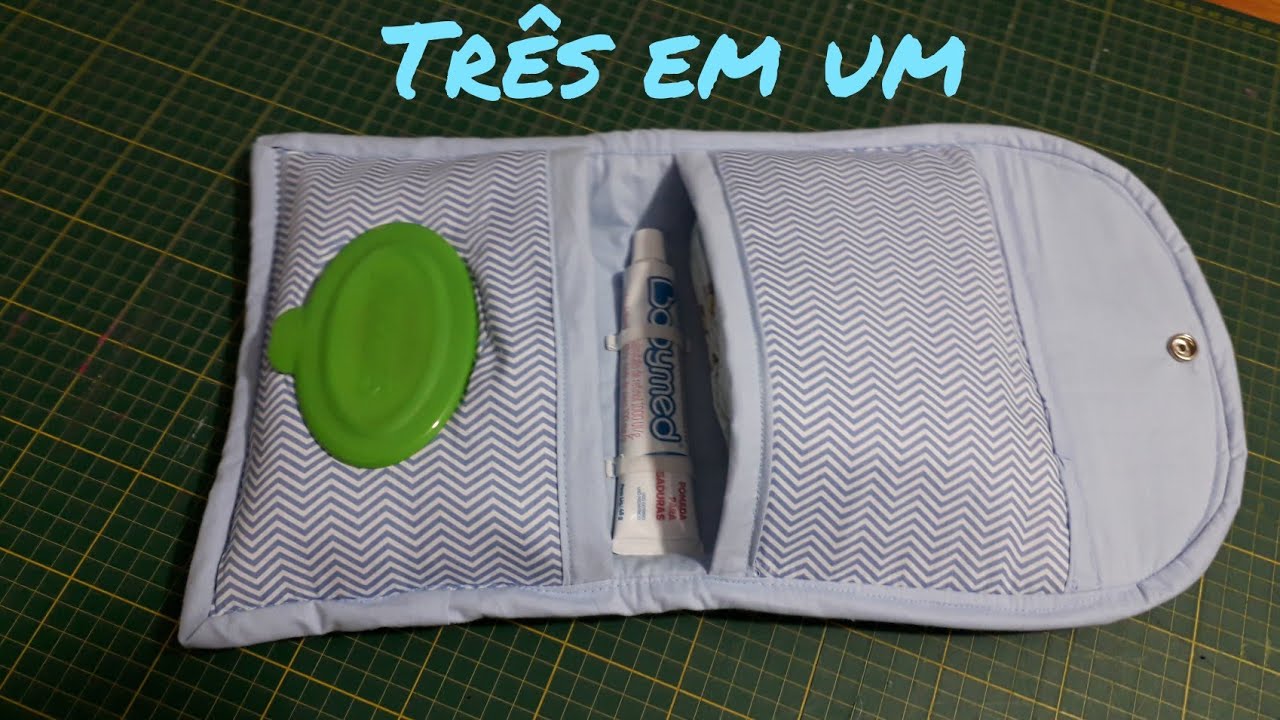Porta  lenço umedecido, fralda e pomada pra assadura passo à passo.