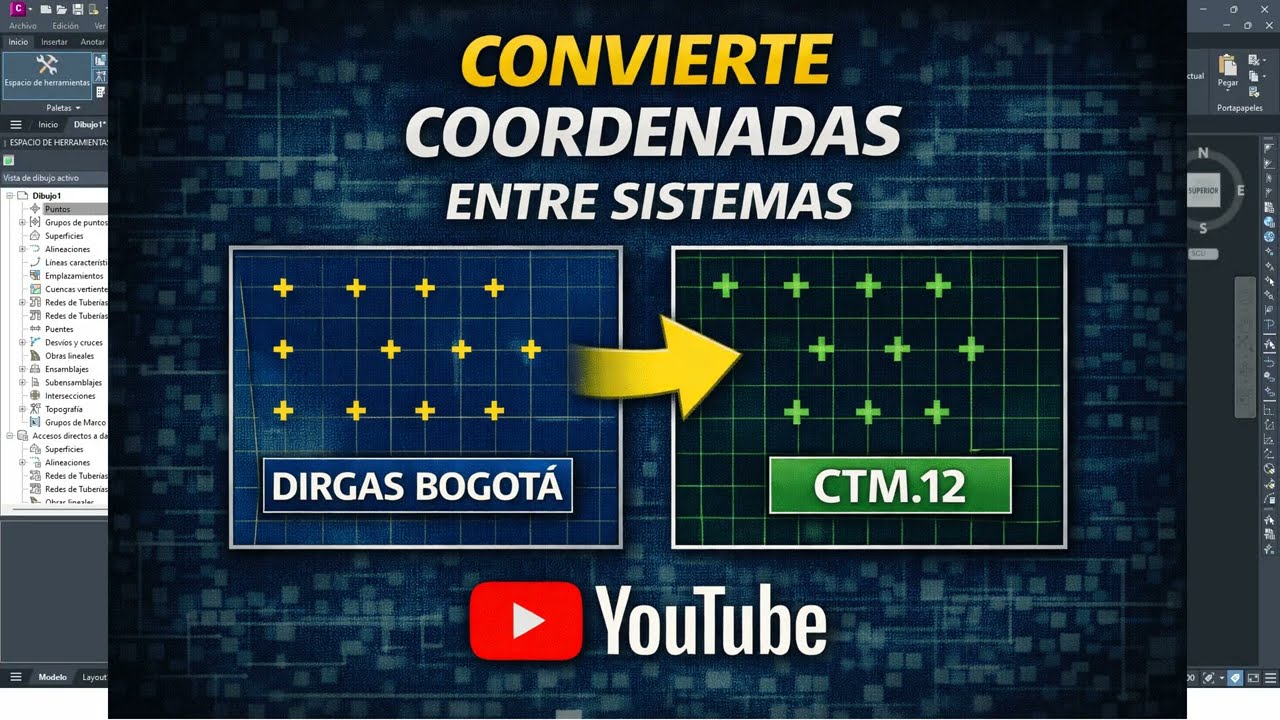 ​Convierte LISTADOS DE PUNTOS a Cualquier Sistema De Coordenadas en CIVIL3D (Ejem: de MAGNA a CTM12)