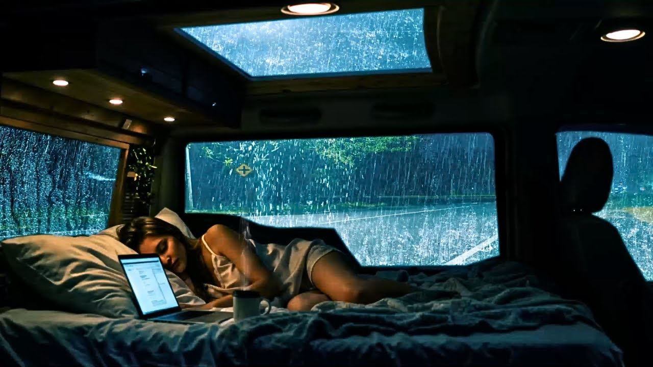 Rain Sounds 🌧 Heavy Rain in a Van at Night – Deep Sleep, Stress Relief & Calm Focus for Better Rest