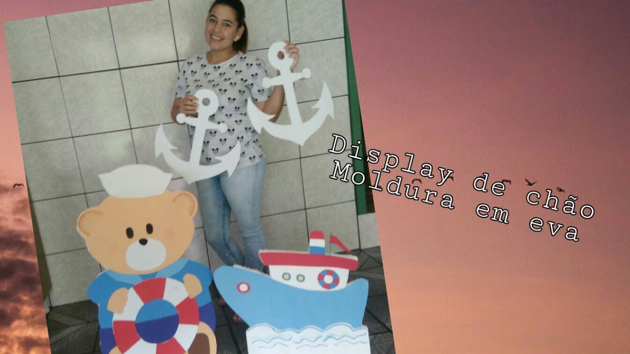 Display de chão feito com isopor/ moldura em Eva / ursinho marinheiro