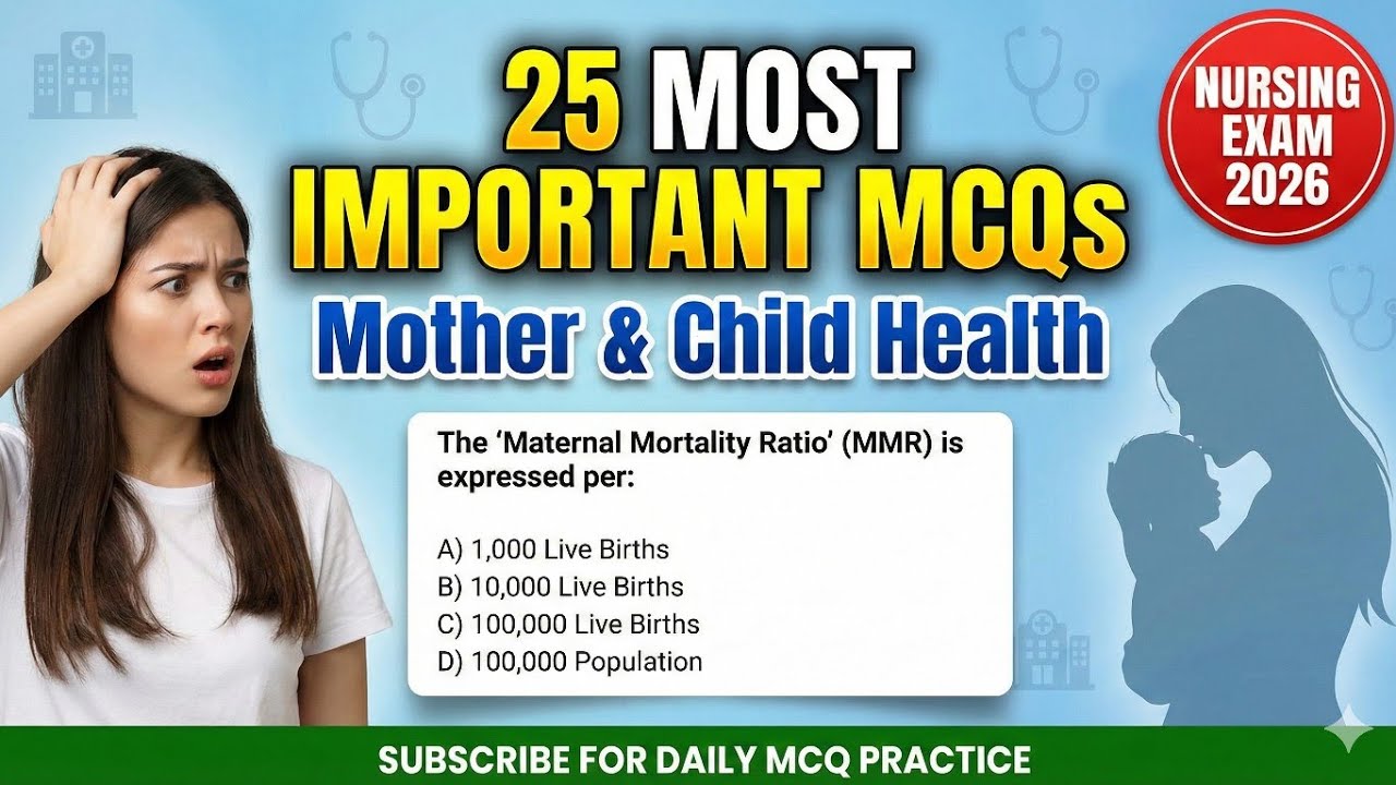 MCH nursing mcqs | Mother and Child Health MCQs | Community Health Nursing | JKSSB nursing mcqs 2026