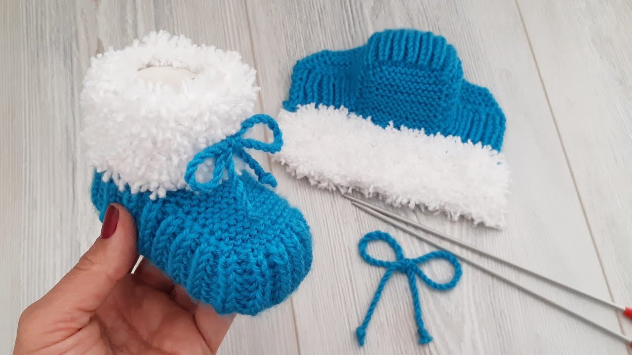 İki Şişle Bebek Evbotu Patik Yapılışı / Knitting Baby Socks Booties DIY Pattern Design