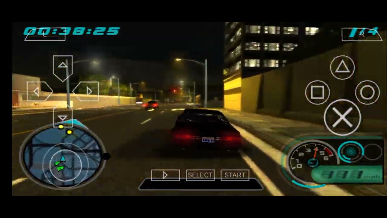 probando mod/ en una pequeña carrera en  midnight club L.A PPSSPP