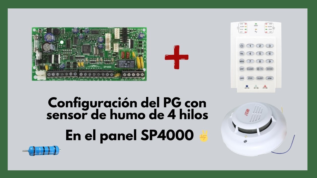Sensor de humo 4 hilos con alarma Paradox Sp4000 conexiones y configuración por teclado.