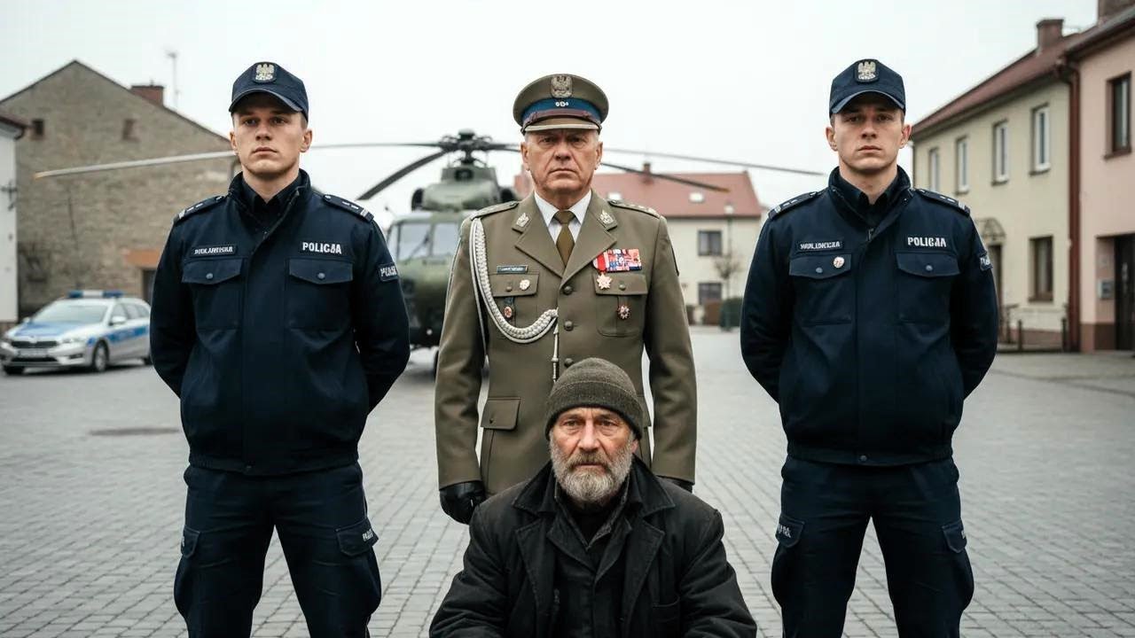 Policja chciała zatrzymać włóczęgę dopóki oficer nie opuścił wojskowego śmigłowca