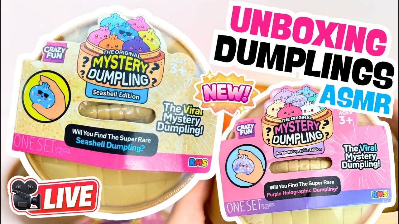 LIVE🔴 UNBOXING RMS DUMPLINGS- SHARK, AMERICANA, TIE DYE Squishy Dumplings & MORE 🥟😫ASMR COLLECTOR