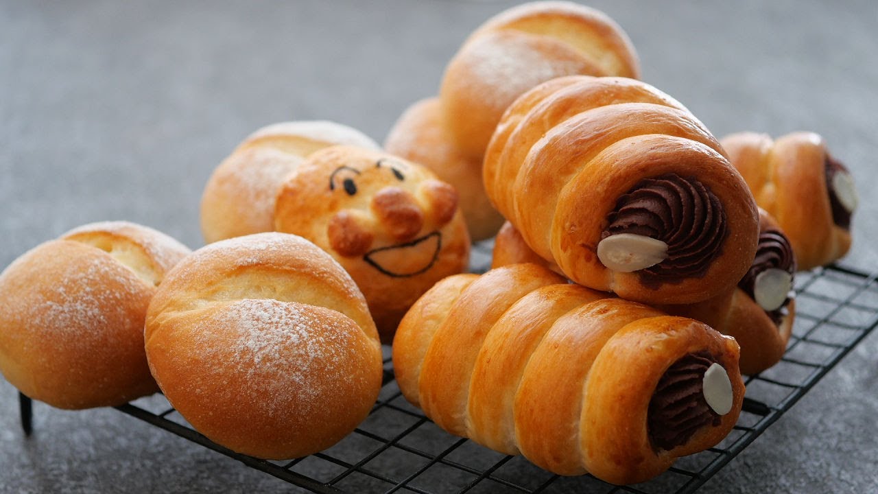 150gの強力粉で出来るパン♡ | Cornet-Shaped Sweet Buns Filled with Chocolate Ganache