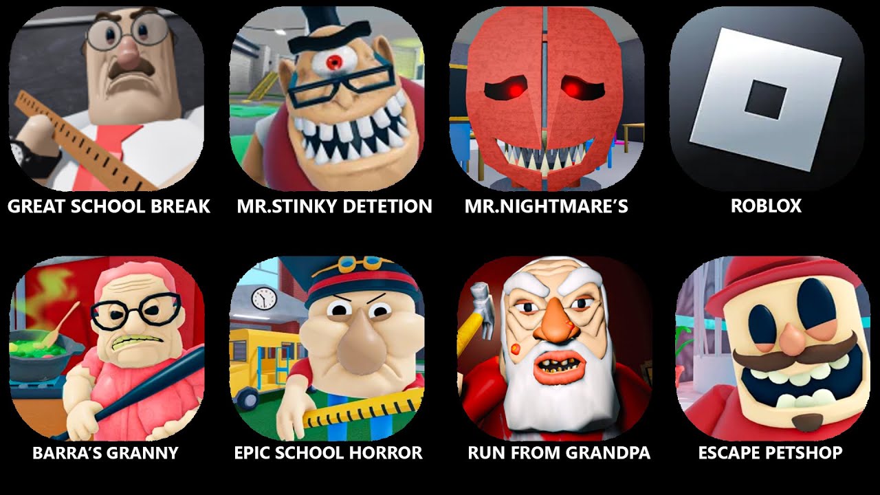 ROBLOX GREAT SCHOOL BREAKOUT! (First Person Obby),MR.STINKY DETENTION! (OBBY),BARRA'S GRANNY!#roblox